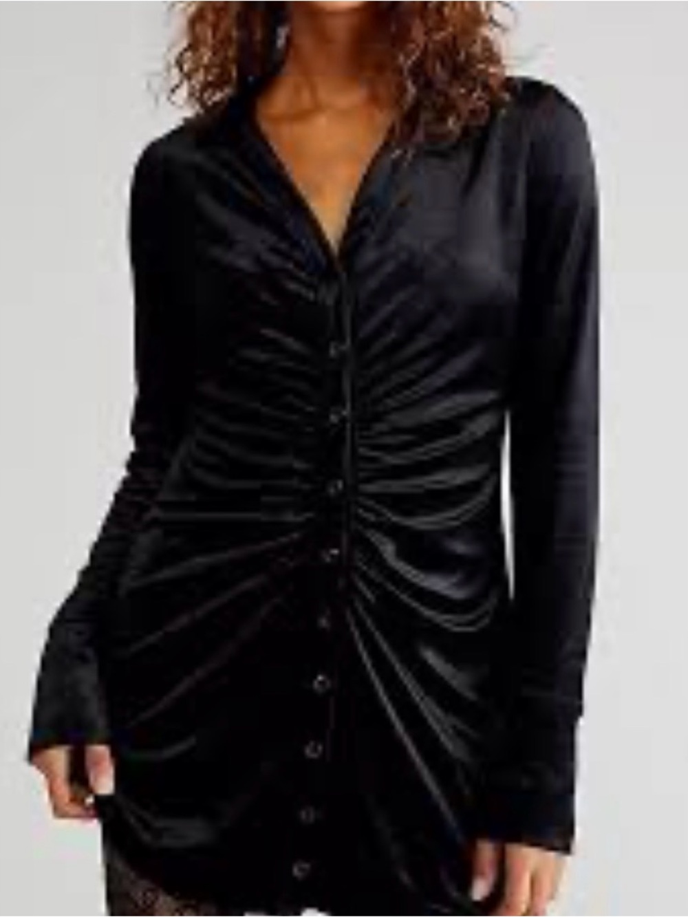 Free People Black Shayla Velvet Mini Dress